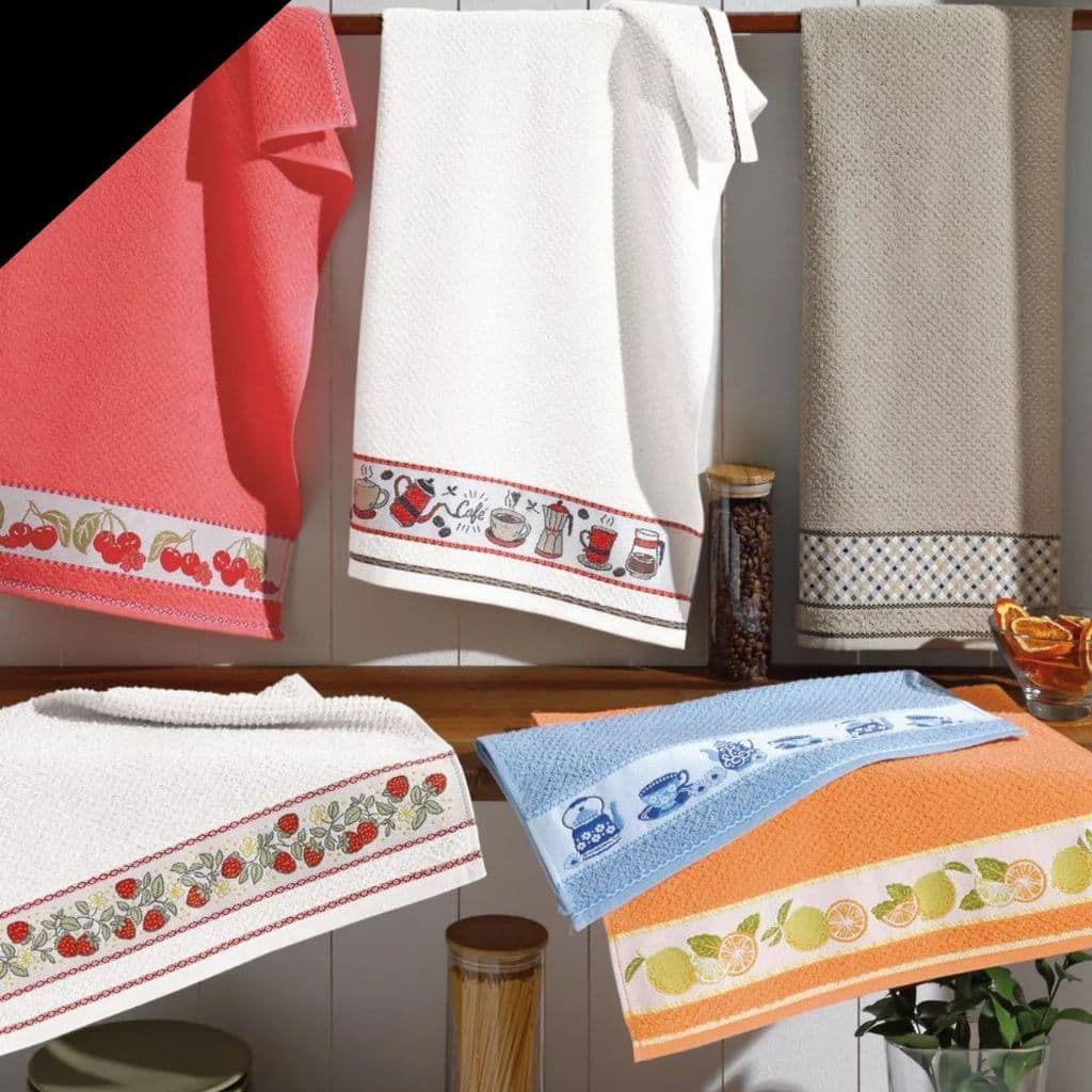 Kit 12 Panos de Copa Dohler Jacquard Vida Branco 45x70cm Algodão SORTIDOS