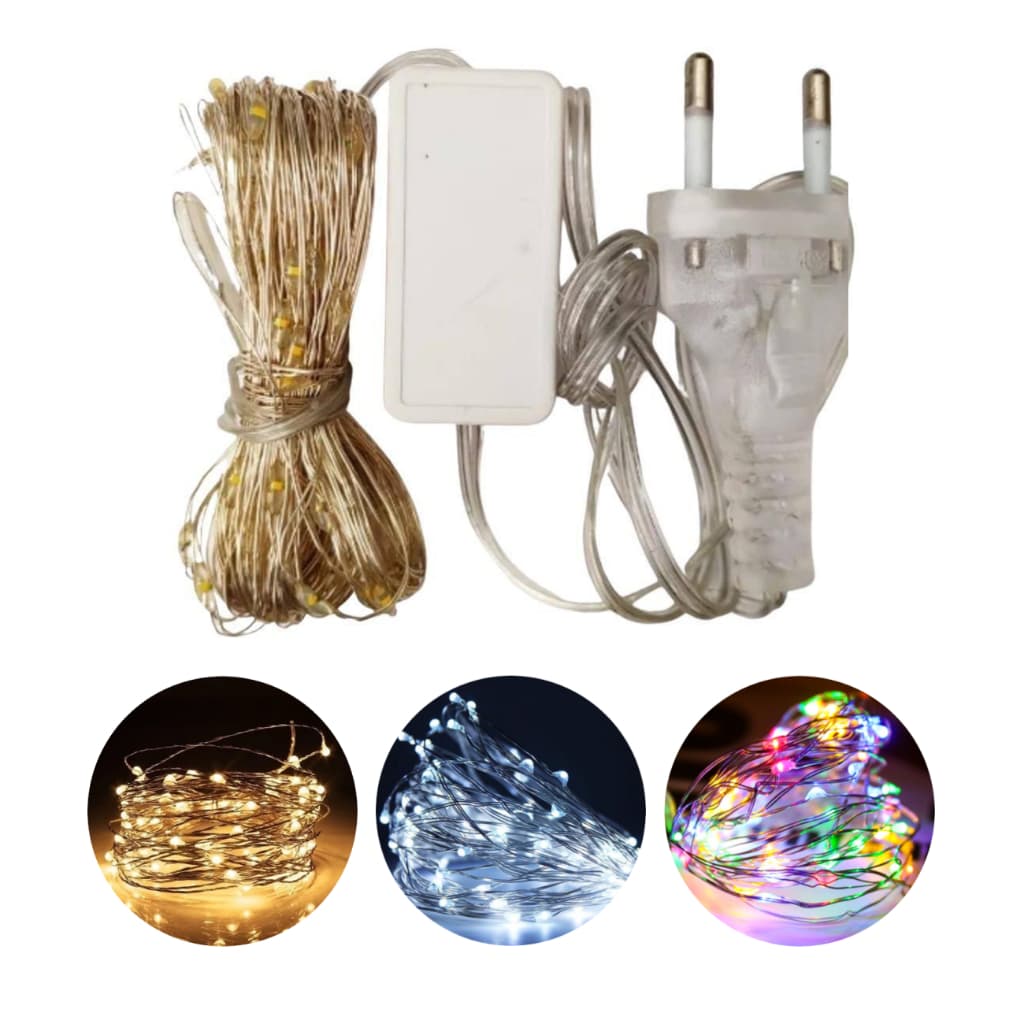 Arame Led Fio Fada de Micro Led String Light Branco Frio/Quente/Colorido 10m 100 Led Tomada Bivolt