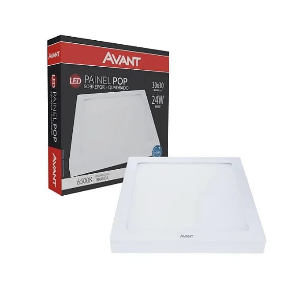 Painel Led Sobrepor Quadrado 30x30 24w Avant