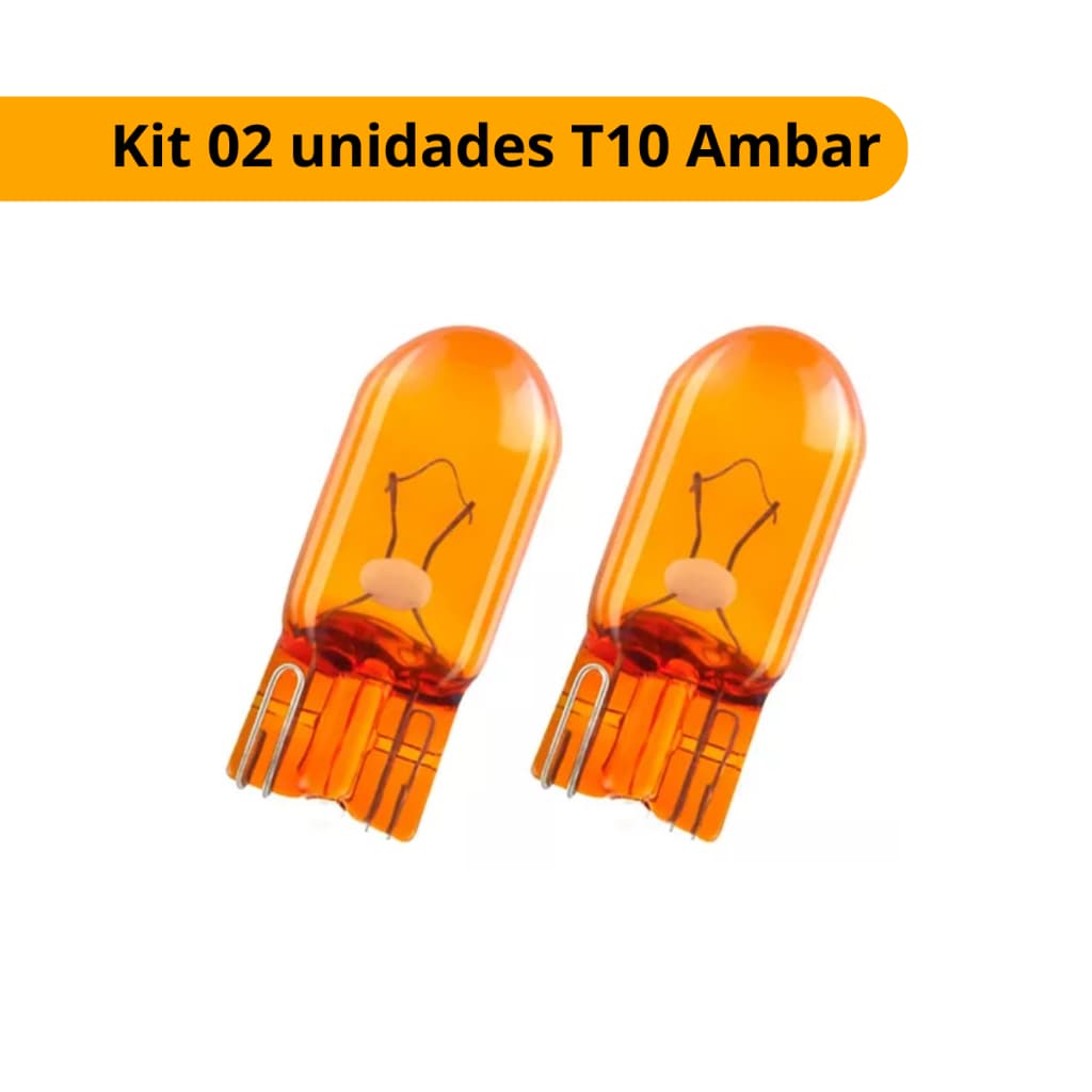 Par Lâmpada Pingo T10 Laranja Âmbar 12v 5w Esmagadinha Seta Lateral 2 unidades