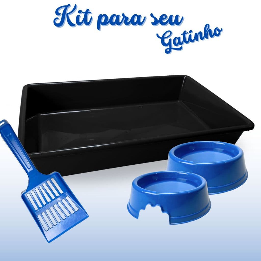 Caixa de Areia Para Gato Com Comedouro Bebedouro e Pá Higiênica
