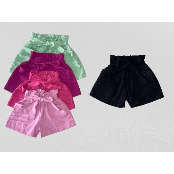 Short infantil Linho Moda Blogueirinha