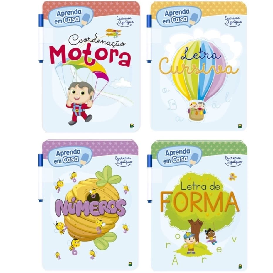 Coleção Escreva e Apague Aprenda em Casa livro Infantil Coordenação Motora para Crianças