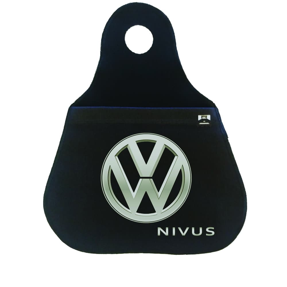 Lixinho lixo lixeira para carro Volkswagen Nivus logo prata