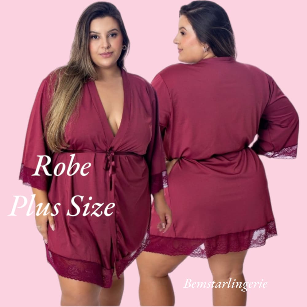Kimono Feminino Robe Plus Size Luxo Roupão Linha Noiva Pijama Plus Size