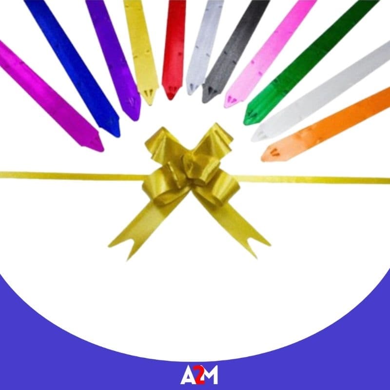 Kit 10 Laço Fácil Liso Brilhante 7cmx7,5cm p/ Presentes de Aniversário, Casamento Cores Sortidas