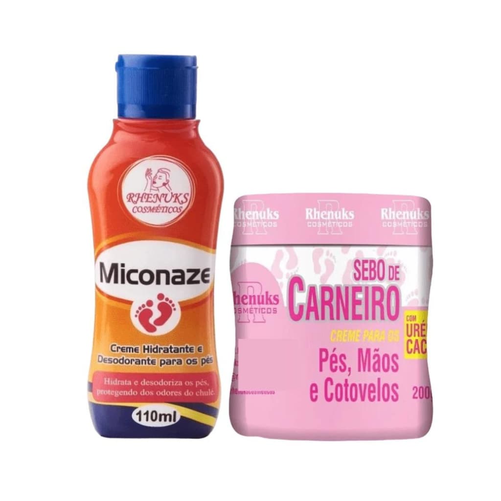 Kit Hidratação Pés E Mãos - Creme Miconaze 120ml + Creme Sebo De Carneiro 200ml Rhenuks