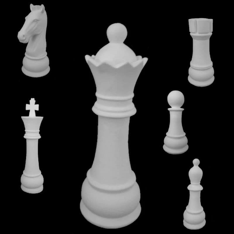 kit 6 peças de xadrez gesso cru rei rainha peão bispo torre cavalo Escultura de xadrez