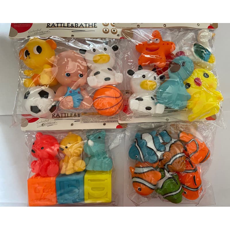 KIT 5 BABY  /kit 6 de peixes /kit 6 de animais De Borracha Brinquedo Para Banho Bebê APERTAR