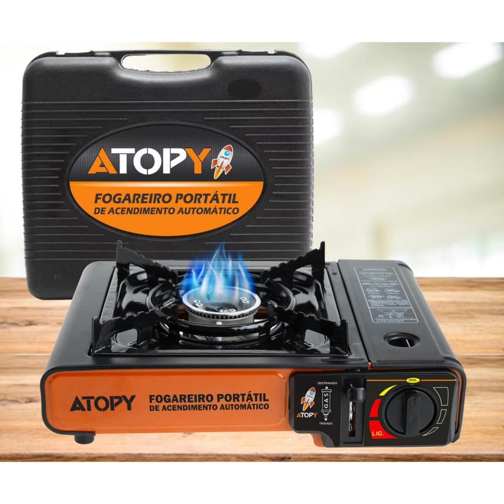 Fogareiro Portatil uma Boca Fogão a Gás com Maleta Camping Viagem