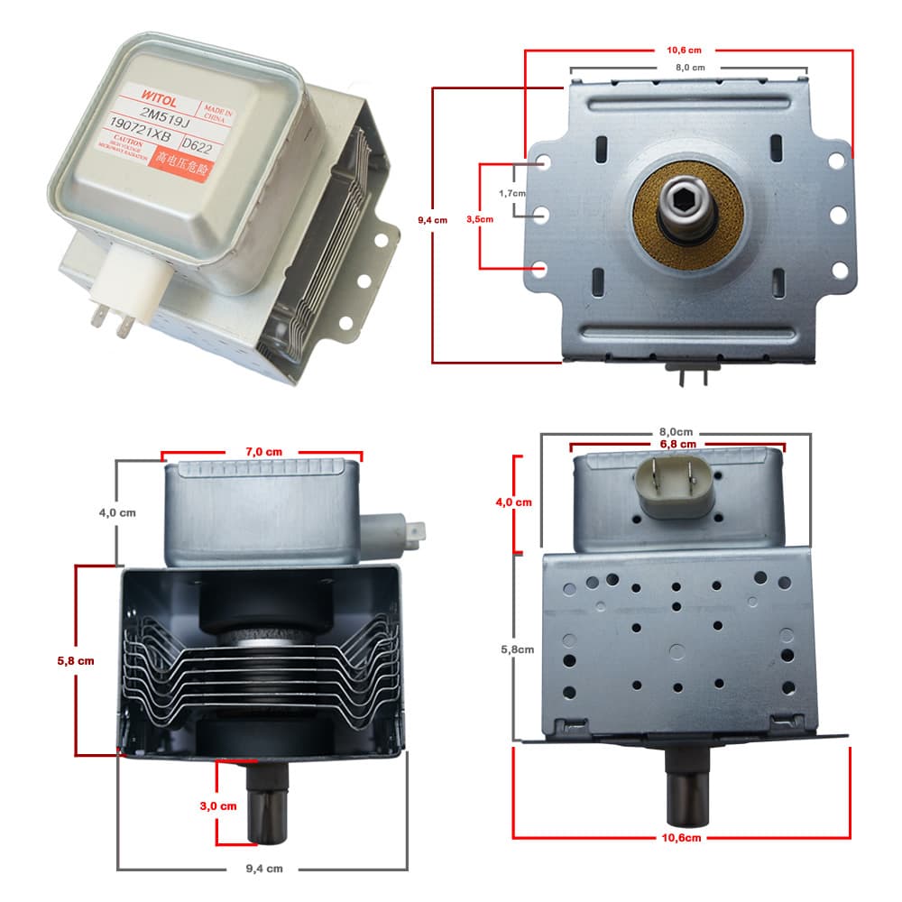 Magnetron 2M519J 3 Furos Witol Original Novo