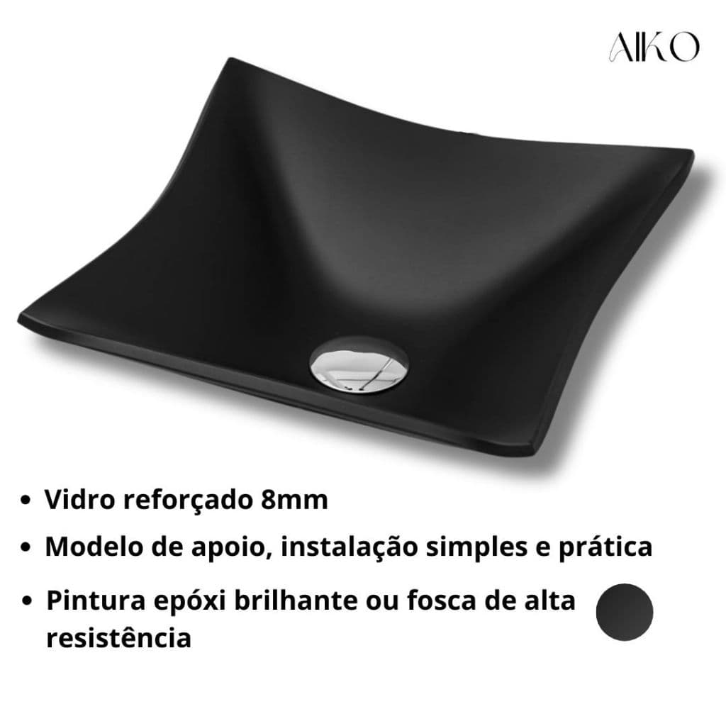 Cuba Lopazzi PIA DE VIDRO QUADRADA 30CM PARA BANHEIROS E LAVABOS - MODELO DE APOIO VIDRO 8MM