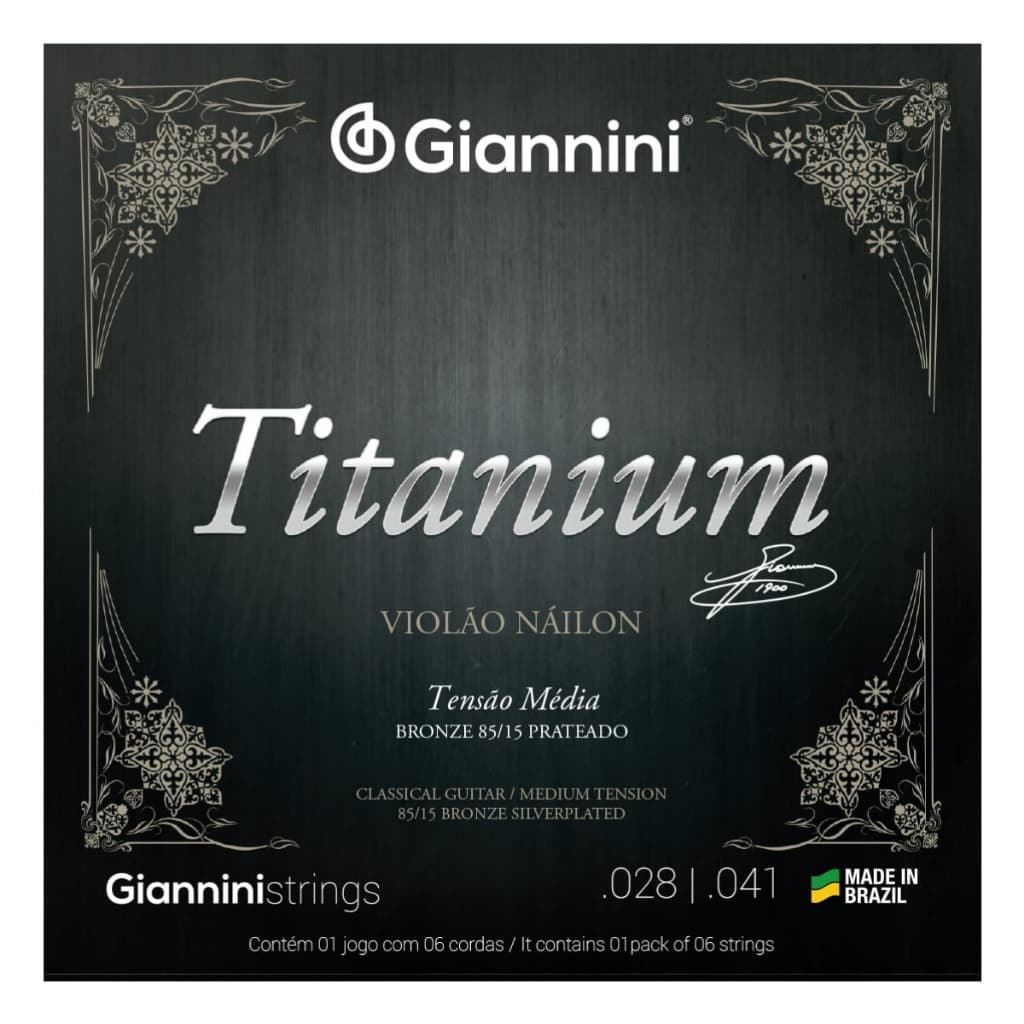 ENCORDOAMENTO GIANNINI VIOLÃO DE NYLON GENWTM TITANIUM 85/15 PRATEADO MÉDIA