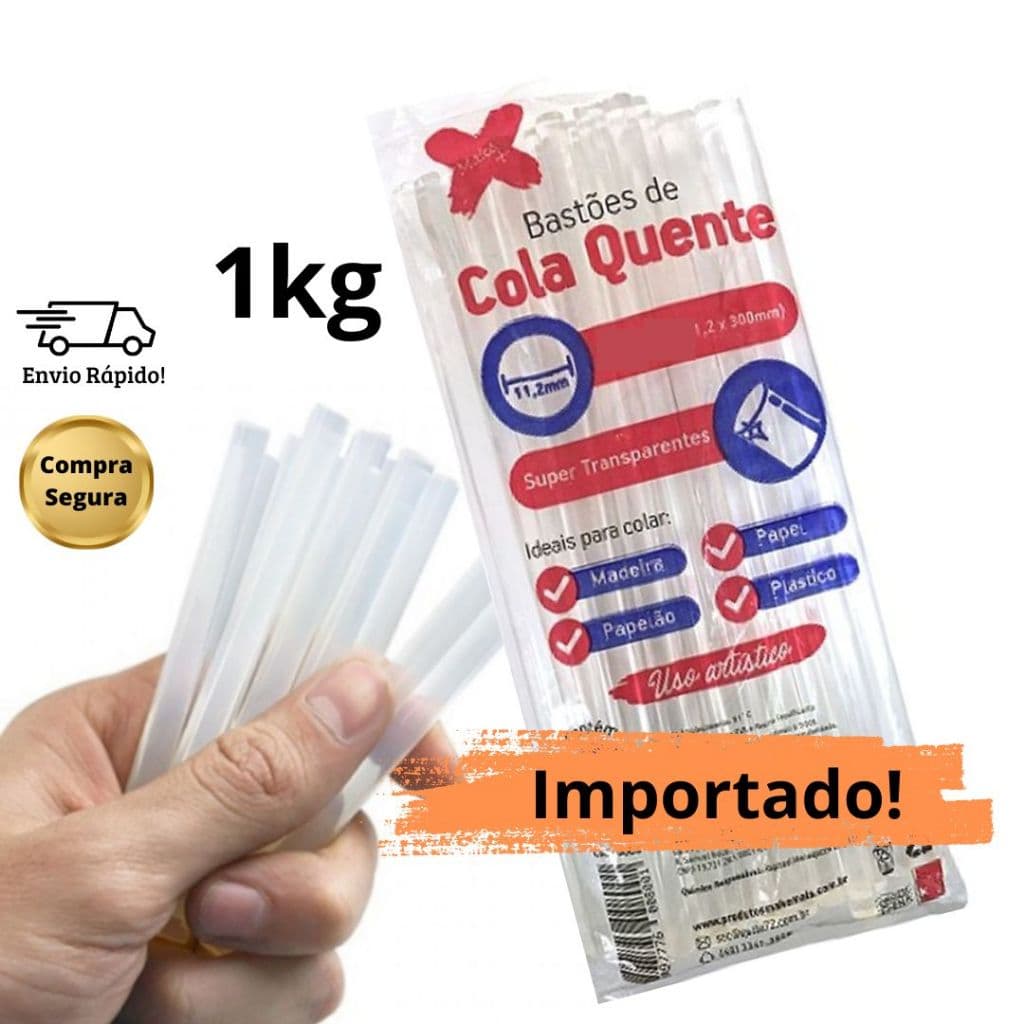Bastão Cola Quente Fina Super Transparente 1kg Silicone Refil