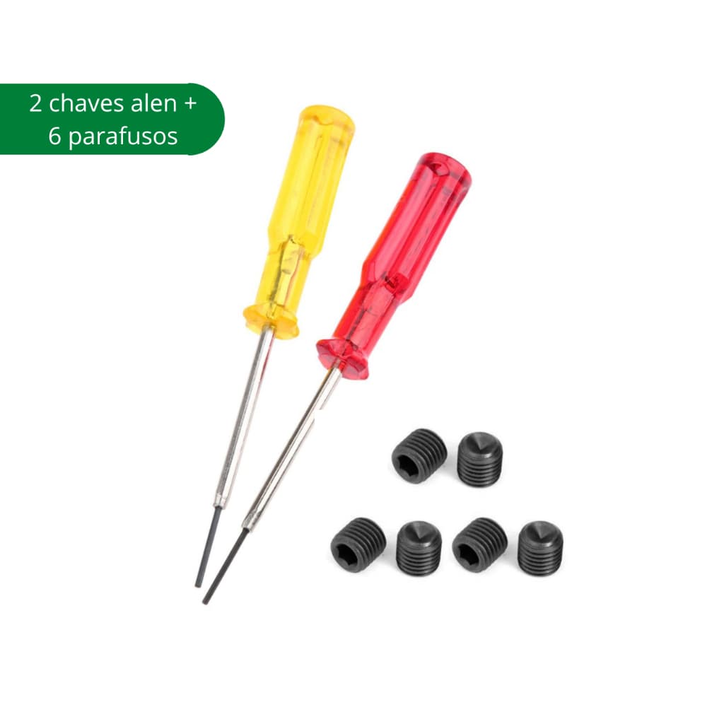 Kit 2 Chaves Allen Vermelha e Amarela e 6 Parafusos de Agulha, tamanhos 1,5 mm e 1,6 mm