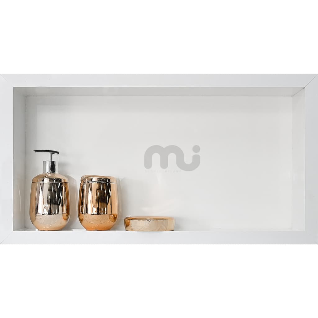 Nicho Para Banheiro Em Porcelanato Branco Borda Em Alumínio Branco 50x30x7 O Único Que Não Empoça Água No Fundo