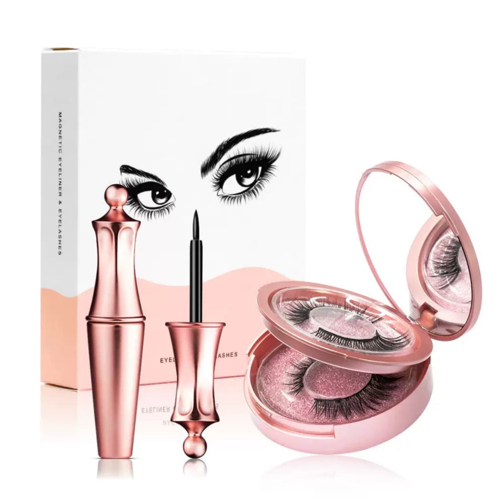 Kit 4 Cílios Magnéticos Postiços Delineador Pinça Case de Luxo À Prova de Água Não Cai Com Vento