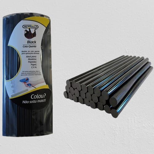 Refil Bastão Cola Quente Preta Grossa 1 Kg.