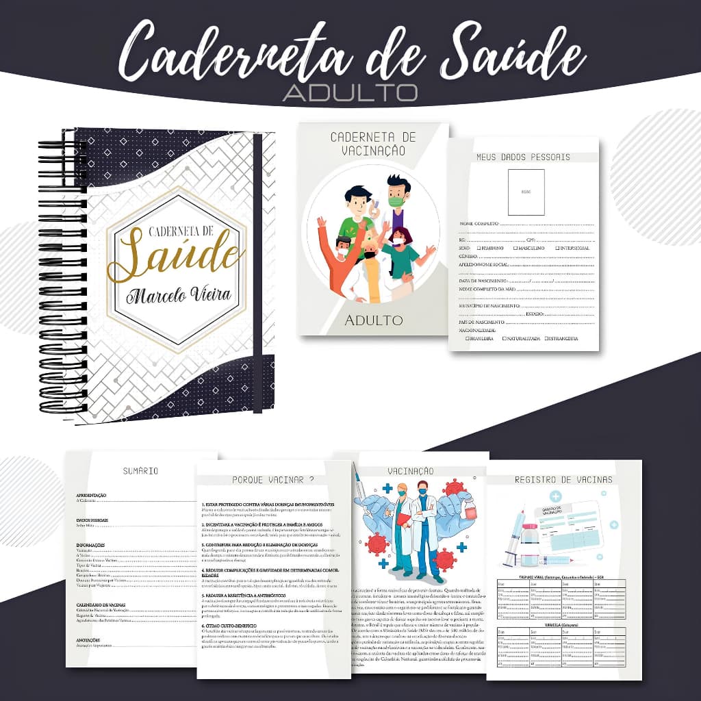 Caderneta de Vacina do adulto Personalizada c/ nome