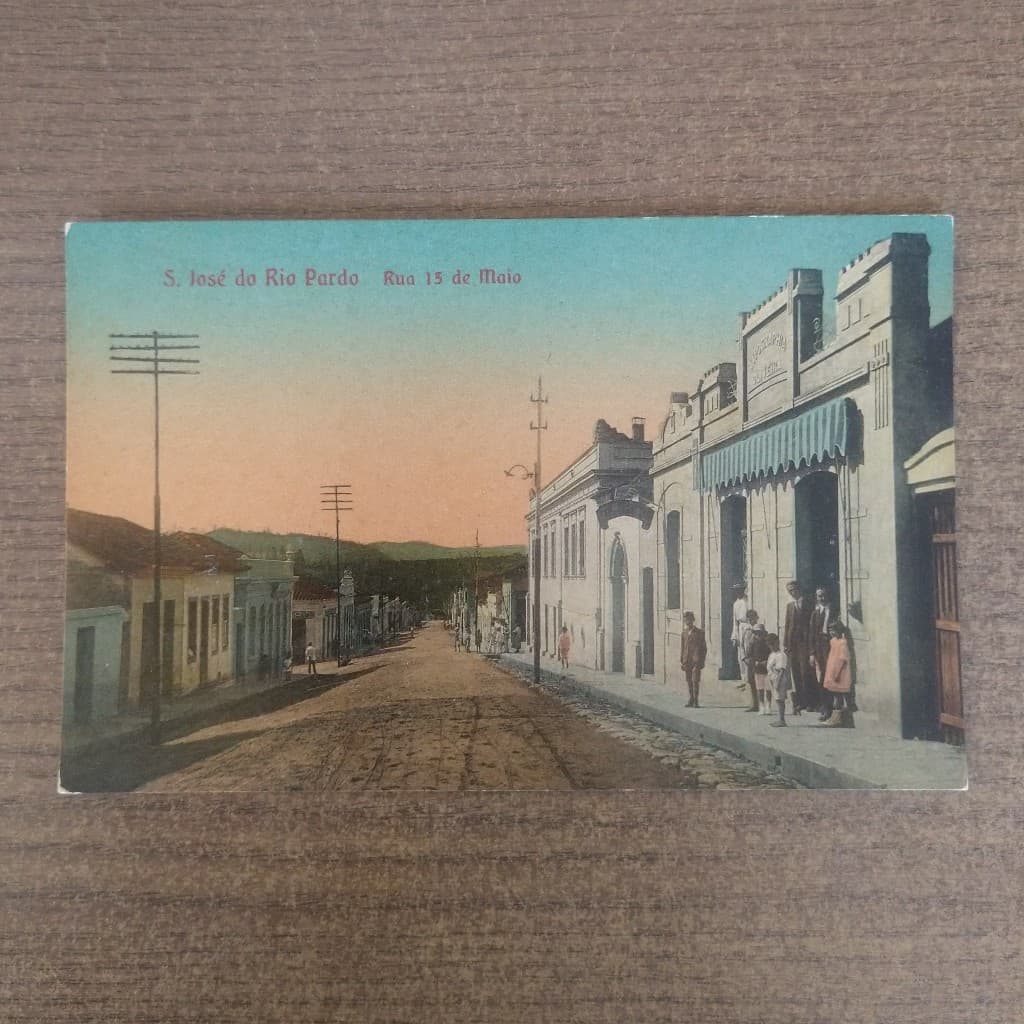 Cartão Postal Antigo São José do Rio Pardo Rua 13 de Maio Typographia Oliveira