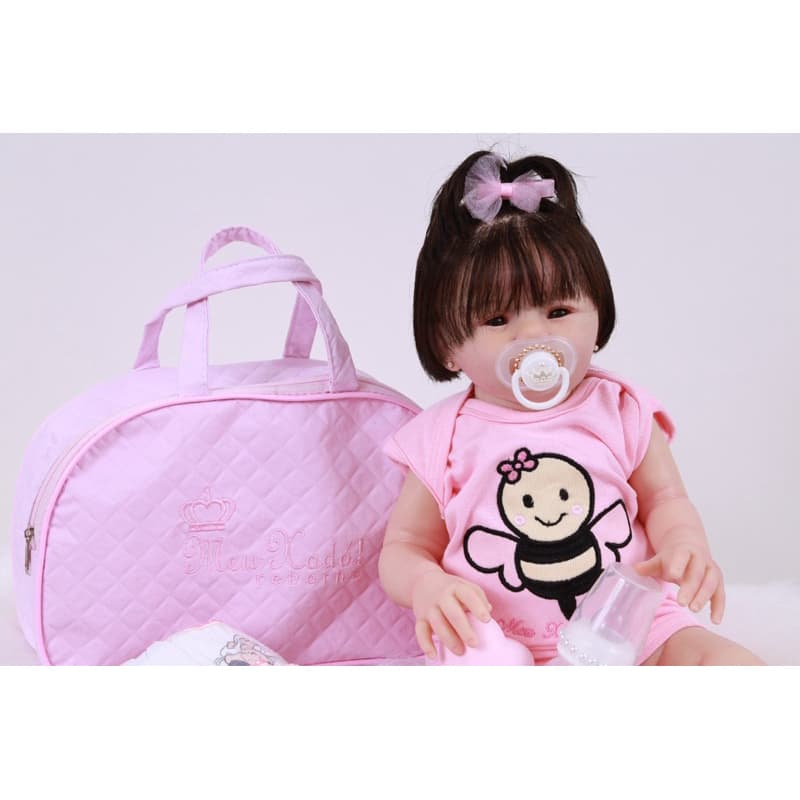 bebê Reborn realista silicone macio fio a fio 100% banho Chloé