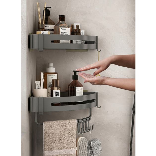 Kit 2 Porta Shampo Sabonete Suporte De Canto Parede Banheiro
