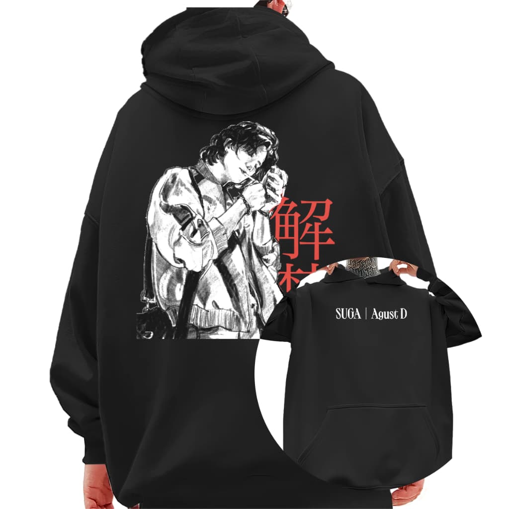 Moletom Basico Blusa de Frio Canguru Algodao cantor coreano Yoongi Kpop Coreano Unissex