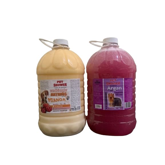 Kit Shampoo e Condicionador Desembaraçantes Pet Shower 5 Litros para Pet Shop, Banho e Tosa e Clínica Veterinária