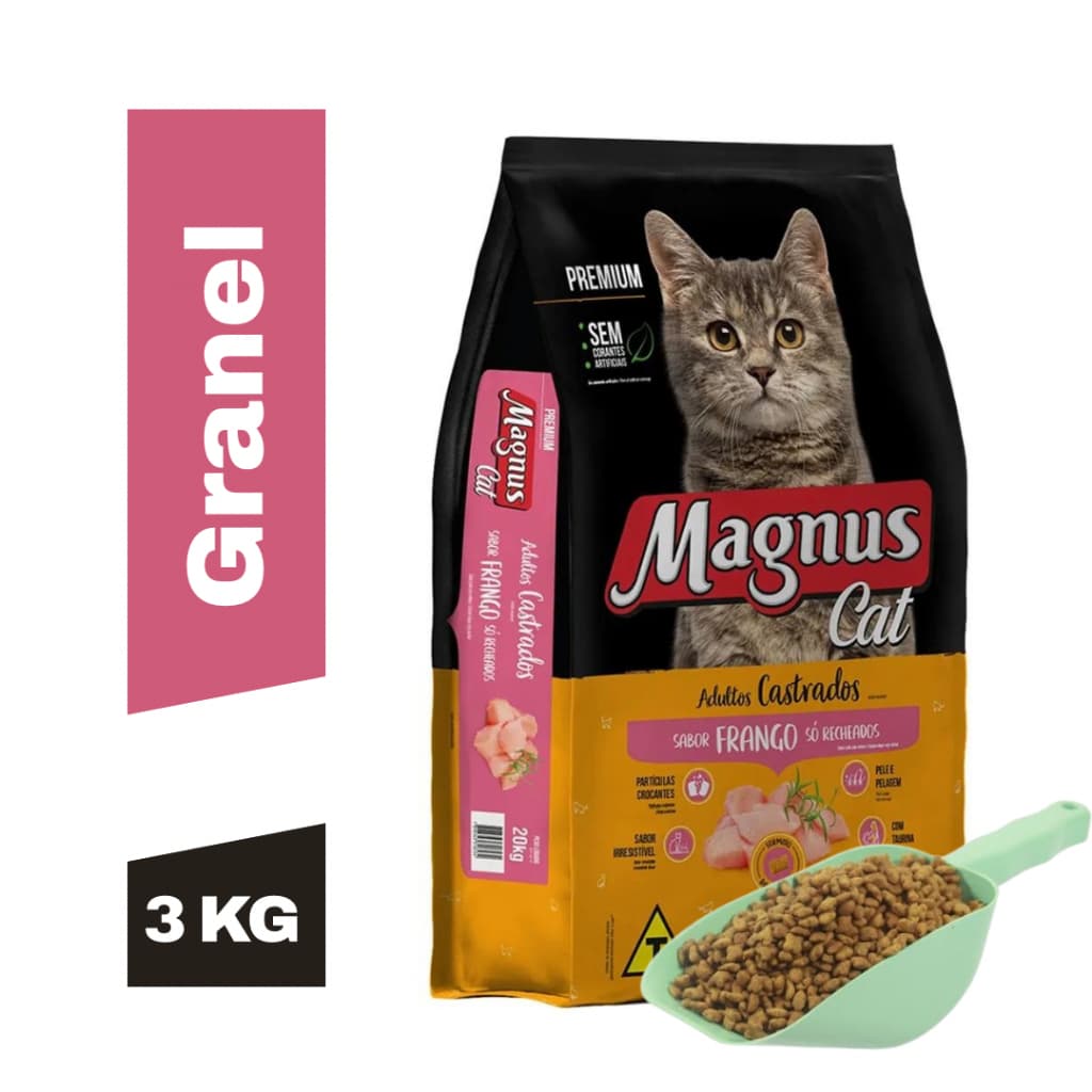 RAÇÃO PARA GATO MAGNUS CAT PASTELZINHO RECHEADOS (3KG GRANEL) - Ração Gato Castrado Premium