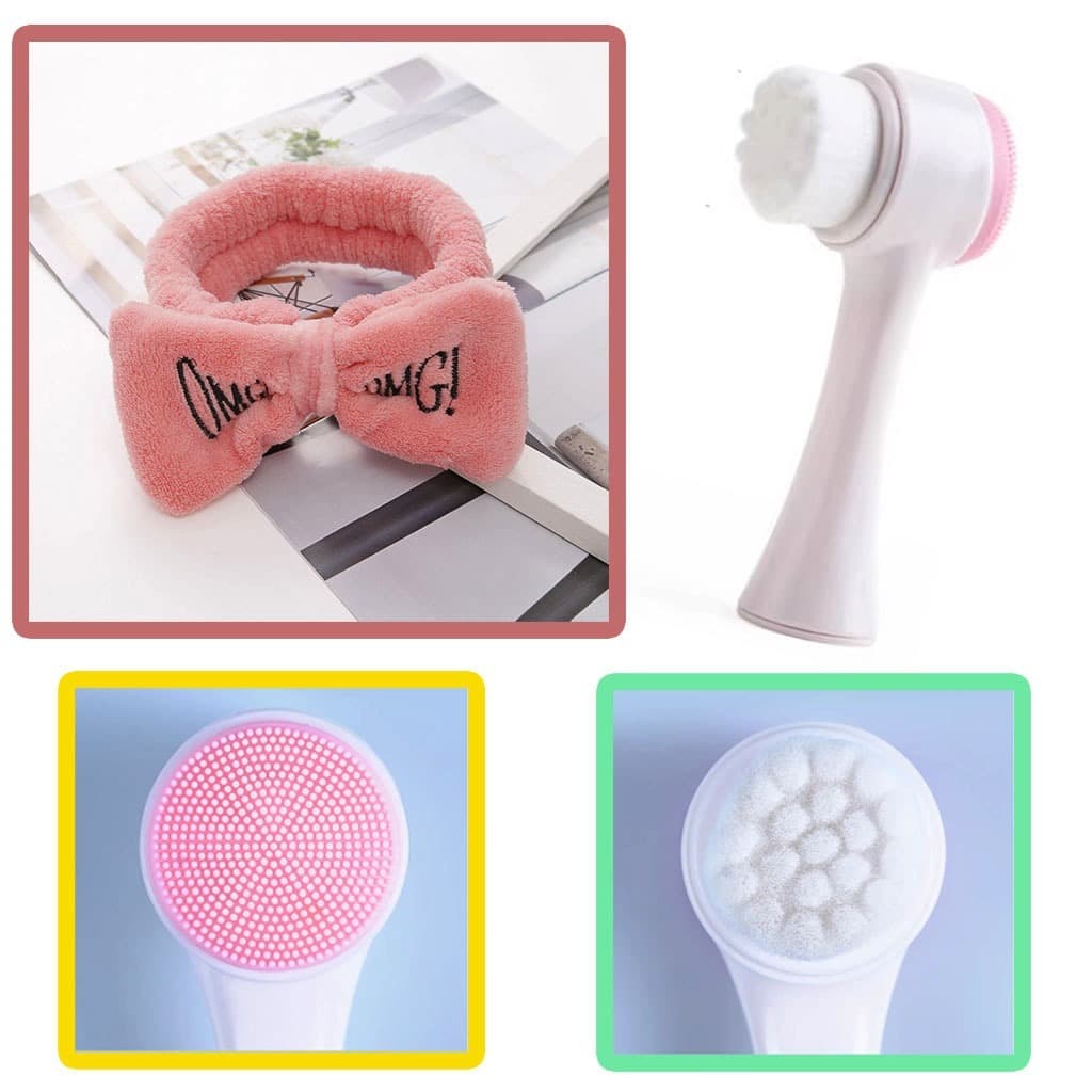 Escova de Limpeza Facial com Faixa de Skin Care e Maquiagem Super Macia Kit de Cuidado Faciais