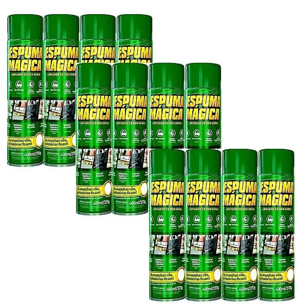 KIT COM 12 ESPUMA MAGICA VERDADEIRA LIMPA TUDO PROAUTO