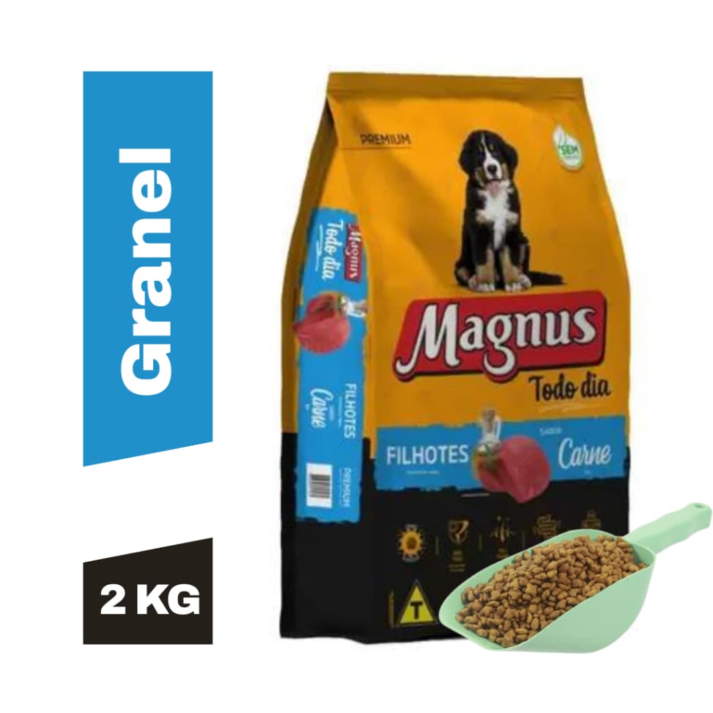 Ração Para Cachorro Premium Barato Magnus Filhotes Sabor Carne a Granel 2kg - Ração Cachorro