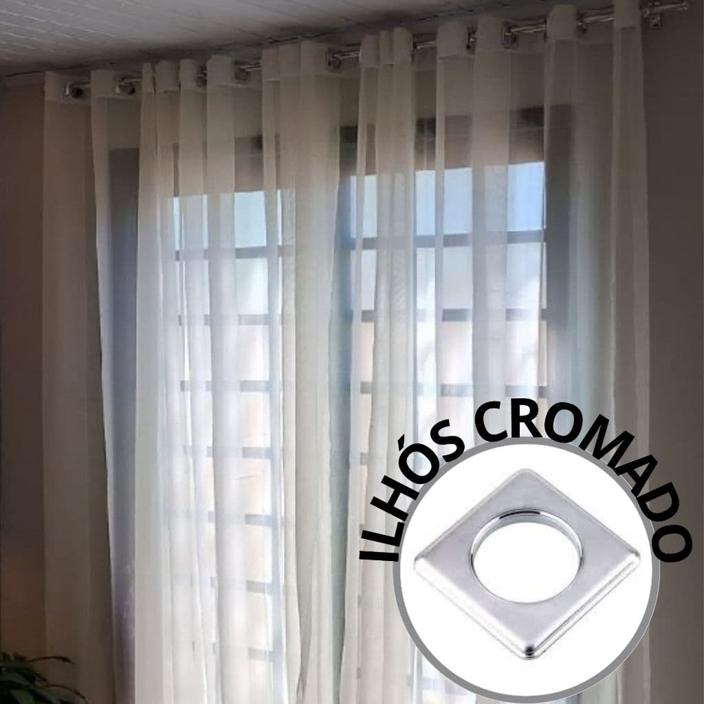 Cortina Pra Sala Varão Voil Liso 3 00x2 30 Ilhós Cromado Lindas Cores