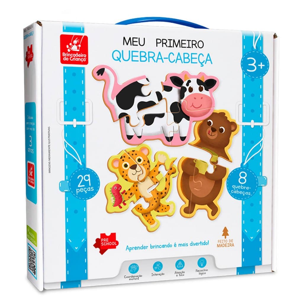Meu Primeiro Quebra Cabeça com 14 peças Brincadeira de Criança Brinquedo Educativo em madeira