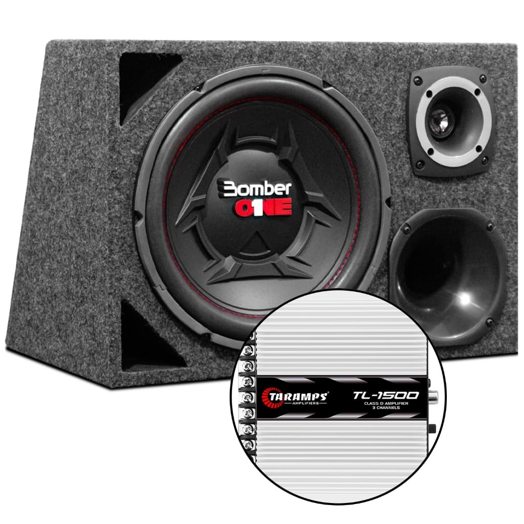 Caixa Trio Som Automotivo Completa Sub Bomber One 12 + Módulo Taramps Subwoofer Driver Corneta Tweeter - OESTESOM