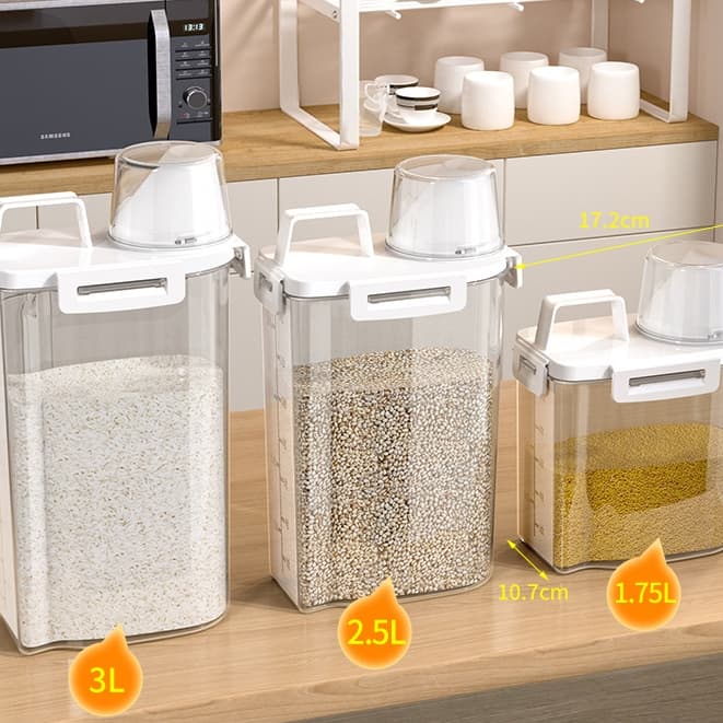 Pote Hermético com Copo Medidor 2,8L grãos cereais Tampa Com Trava pote hermético Multiuso BC-12/BC-105/BC-109