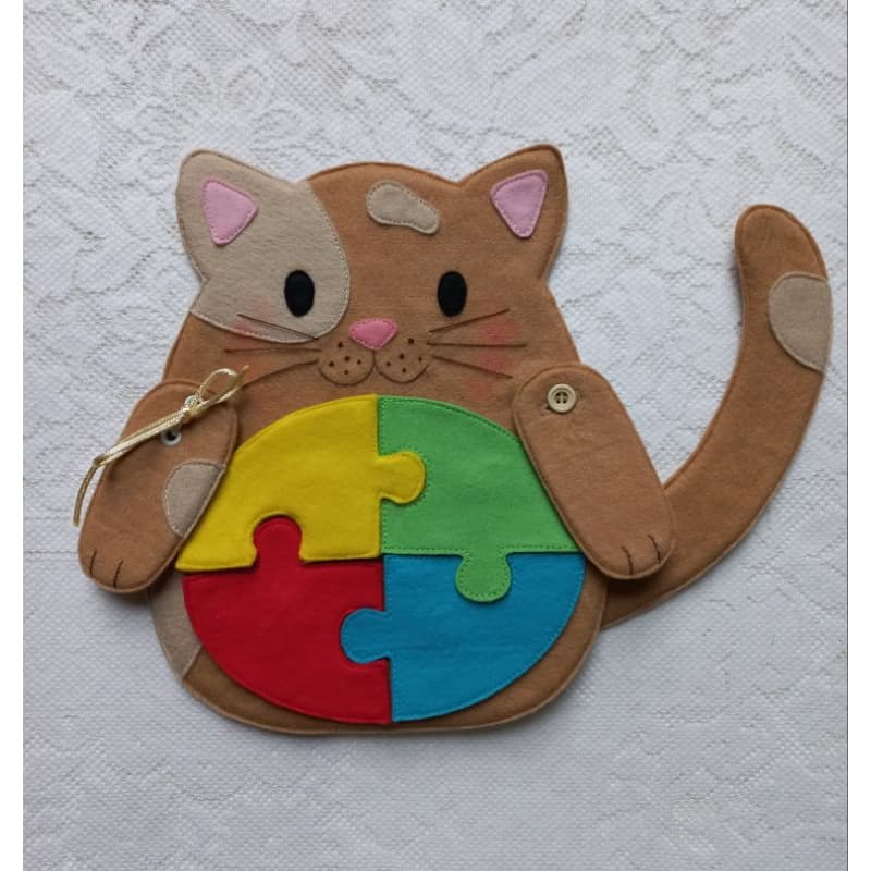 Brinquedo Gatinho  Pedagógico Divertido de Feltro
