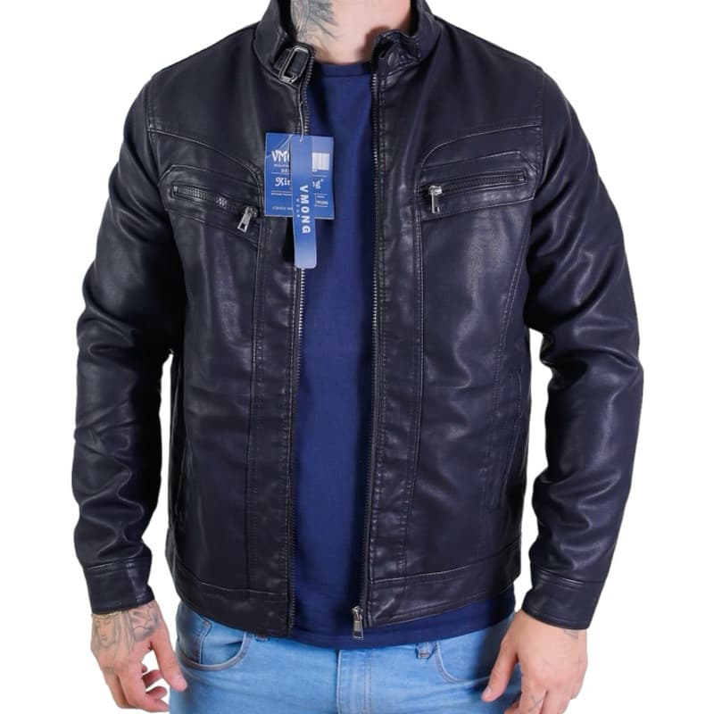 Jaqueta Couro Ecológico Masculina Elegante Moderna