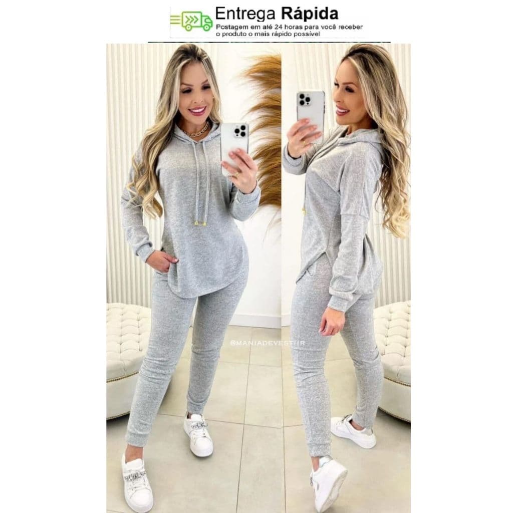 conjunto de frio feminino lanzinha com capuz