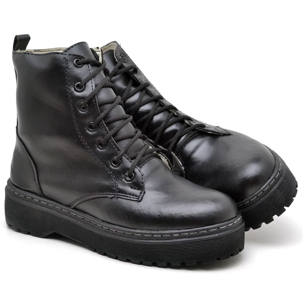 Coturno Bota Feminina Blogueira Solado Tratorado Plataforma Fosco