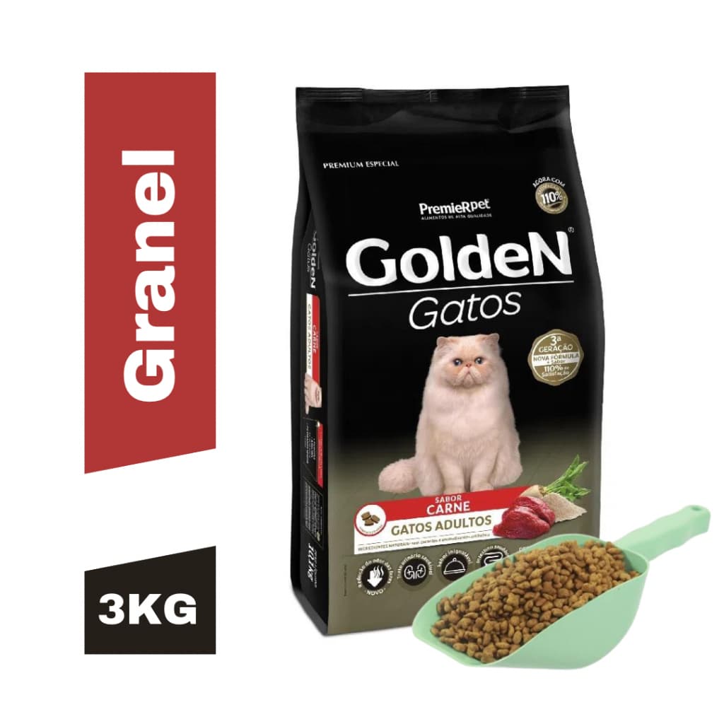 Ração Para Gato Premier Pet Golden Sabor Carne 3Kg - Ração Gato