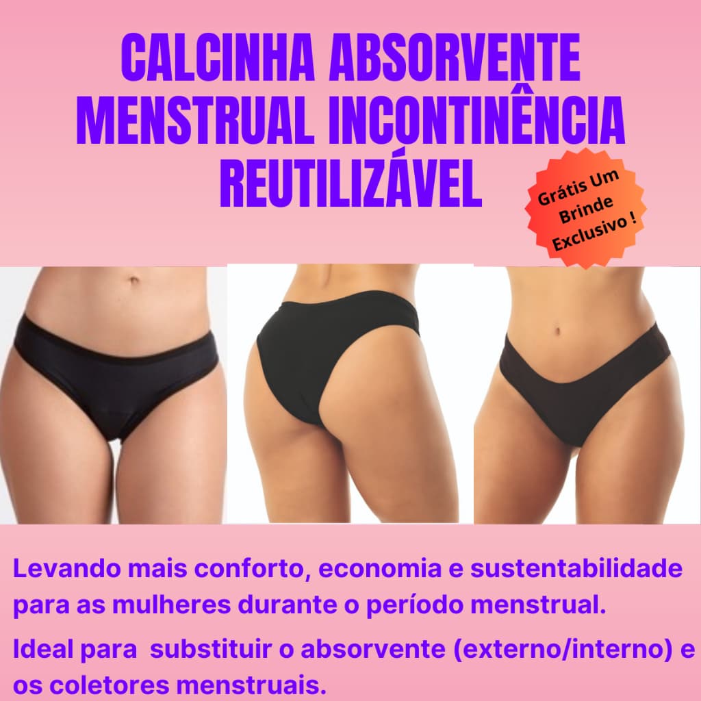 Calcinha Absorvente Menstrual Incontinência Urinária Reutilizável Luicitex