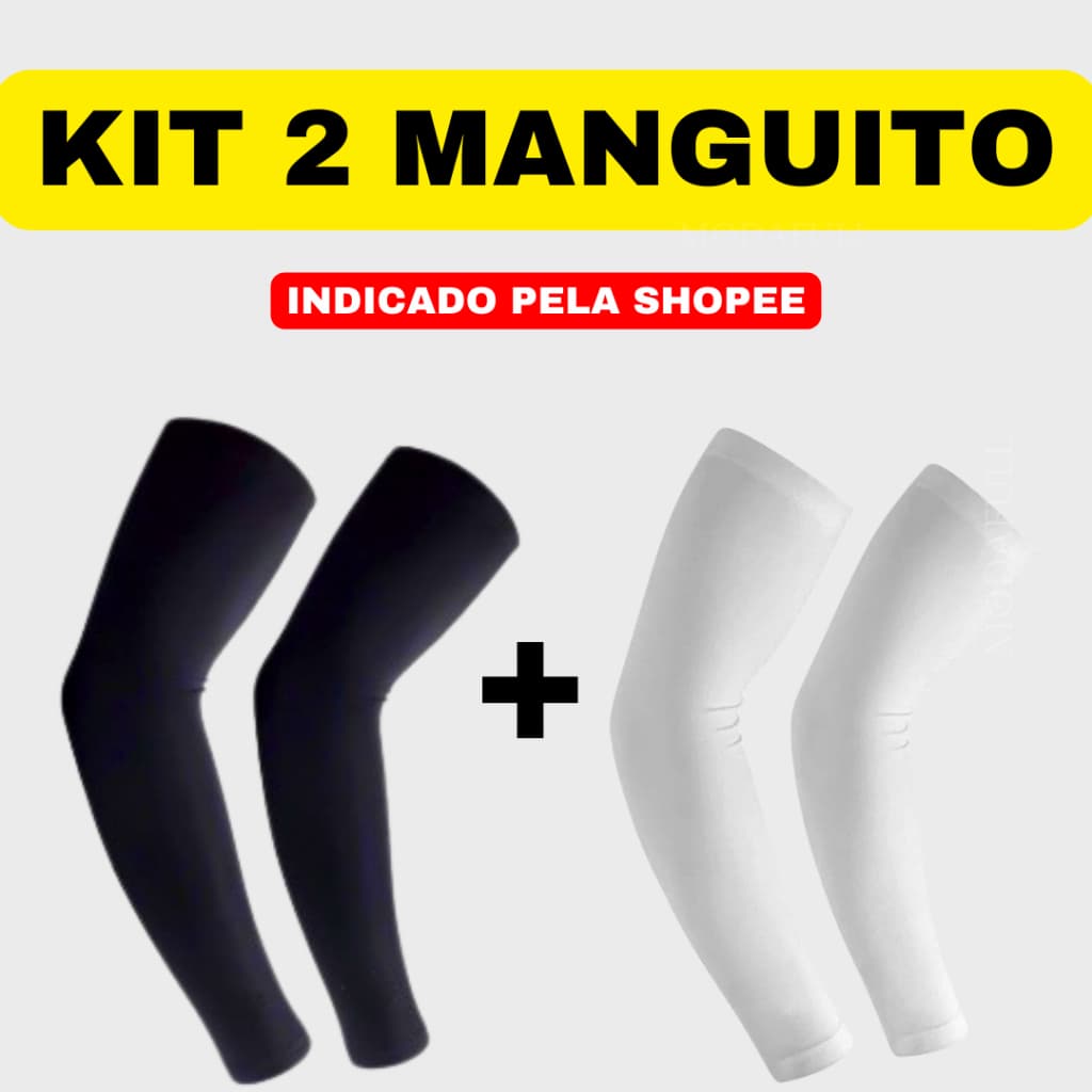 Kit 2 Pares manguitos térmico manga longa proteção solar UV50+ segunda pele