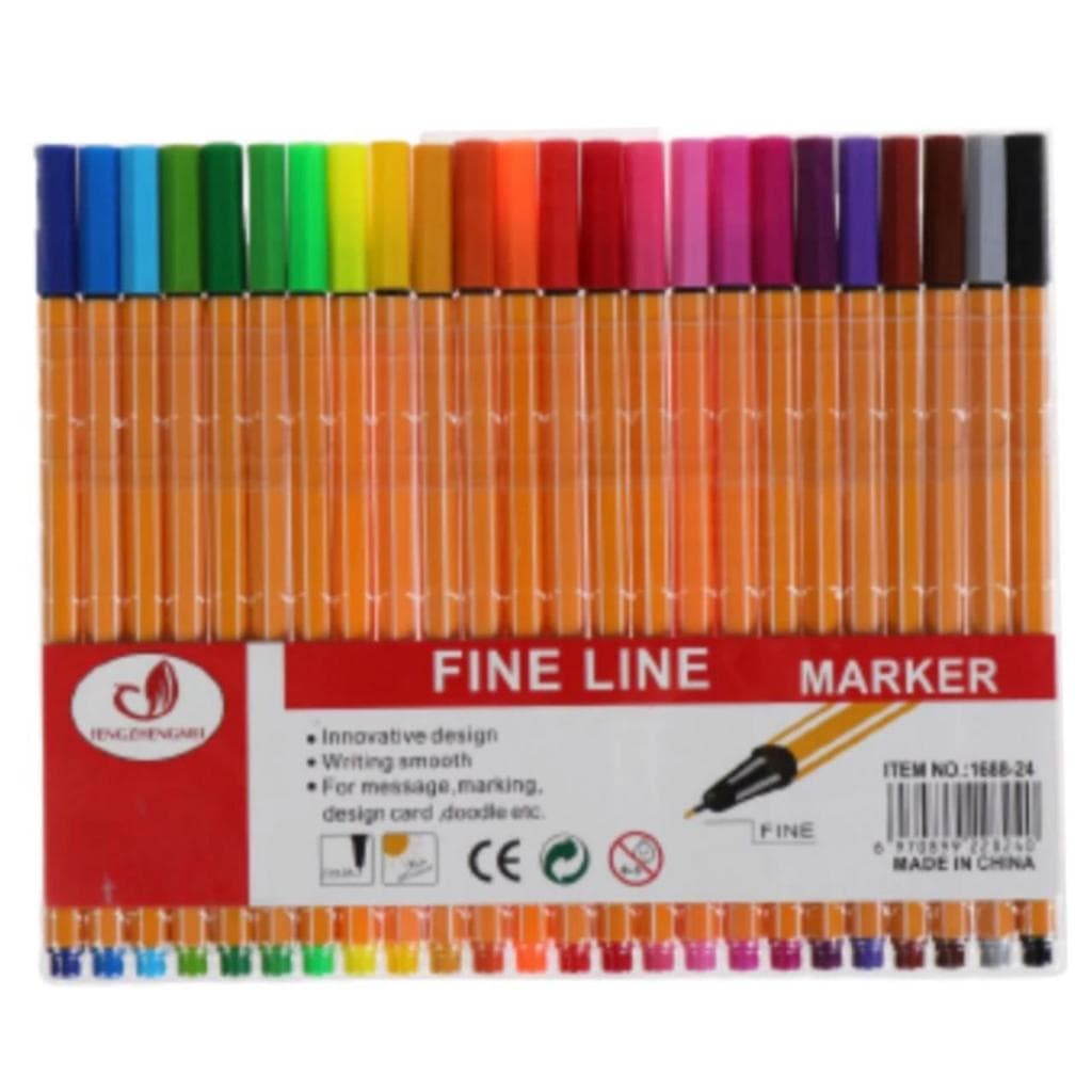 kit 12/24 Canetas Coloridas Fine Line Ponta Fina 0.4 mm 1ª Linha