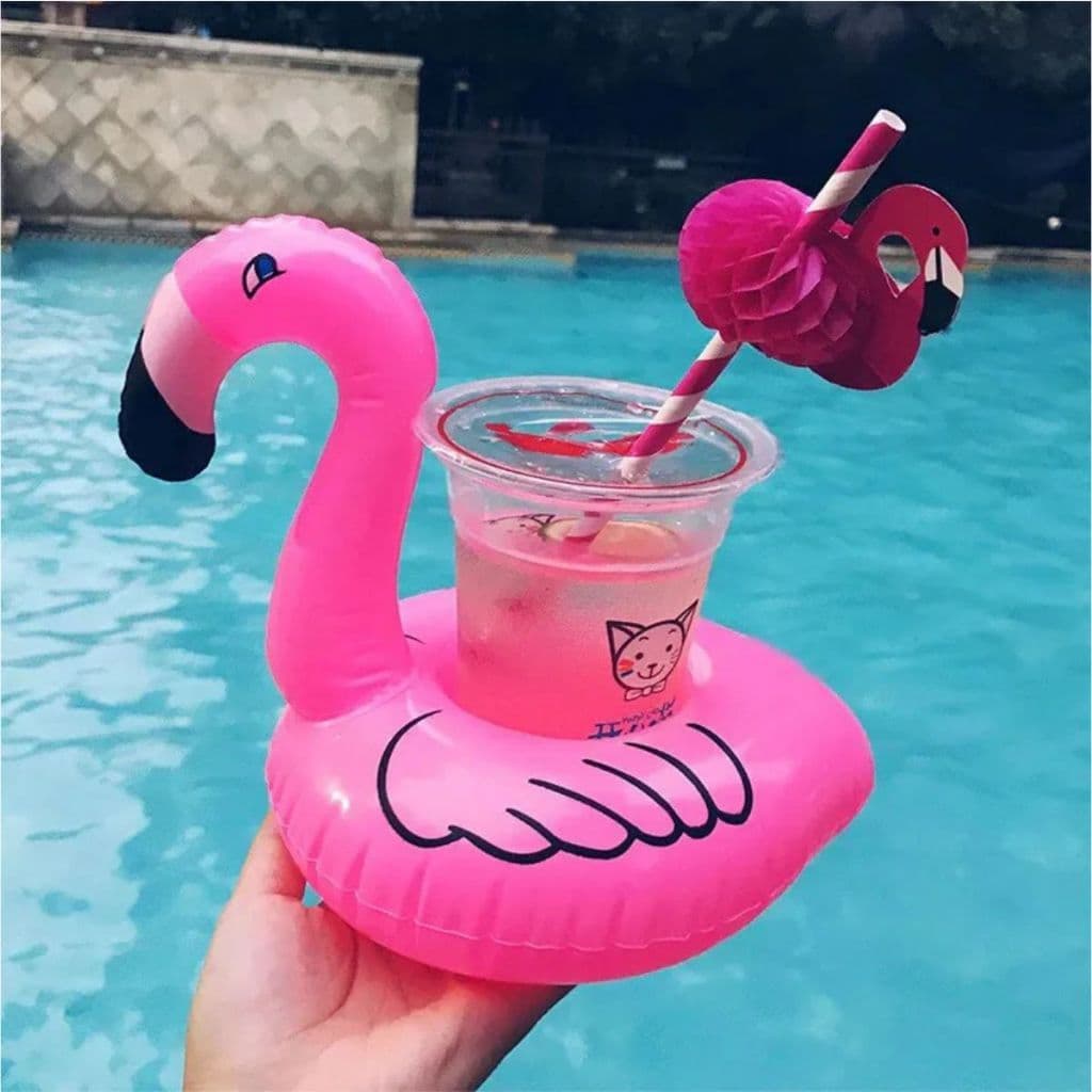 Boia Porta Copo Inflável Fruta Unicornio Flamingo Guarda-sol Piscina Diversos Modelos