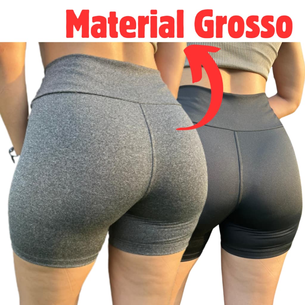 KIT C/ 2 Shorts Meia Coxa Legging Reforçada Bermuda Curta Fitness Feminino