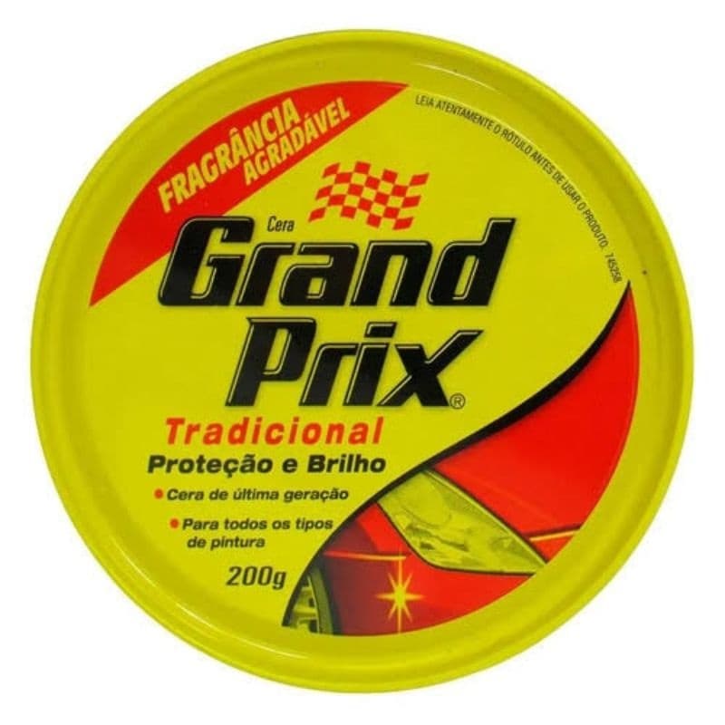 Cera em Pasta Tradicional Lata 200g GRAND PRIX - Cera Automotiva Carro em Pasta Auto Brilho e Proteção UV