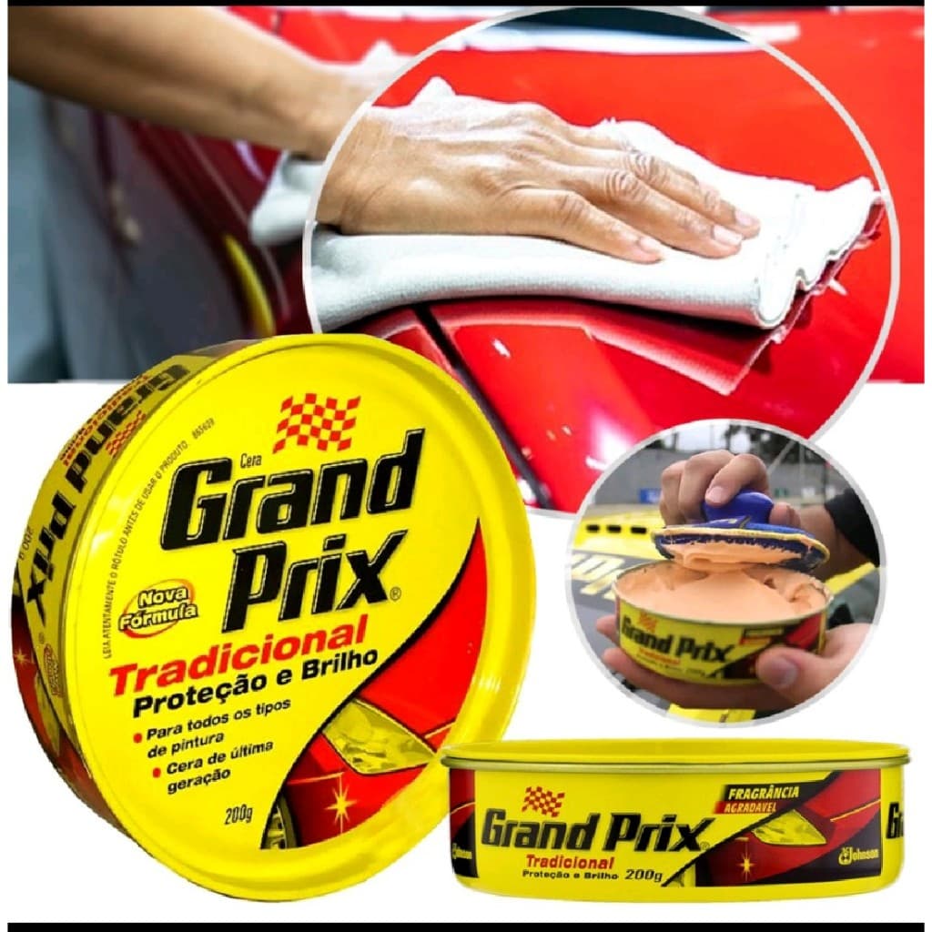 Cera em Pasta Tradicional Lata 200g GRAND PRIX - Cera Automotiva Carro em Pasta Auto Brilho e Proteção UV Brilho e Proteção