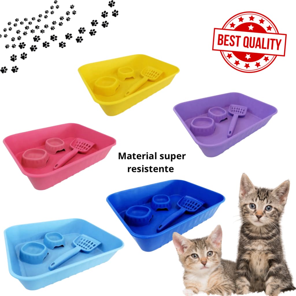 KIT 4 PEÇAS BANHEIRO HIGIÊNICO LINHA COLOR PREMIUM PARA GATOS BANDEJA SANITÁRIA