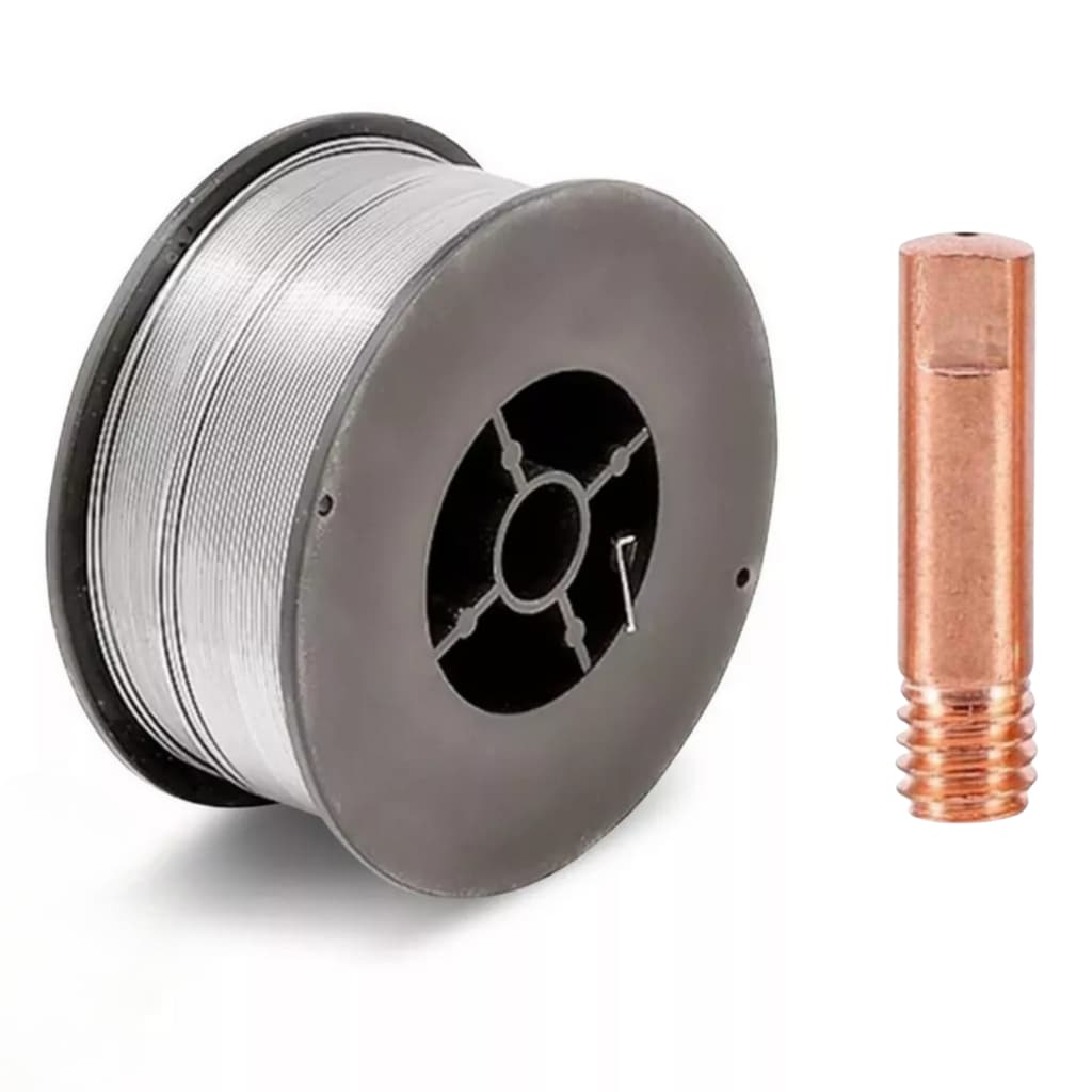 Rolo Arame Para Maquina Inversora de Solda Mig S/ Gás ou Flex 1kg 0,8mm +1 Bico